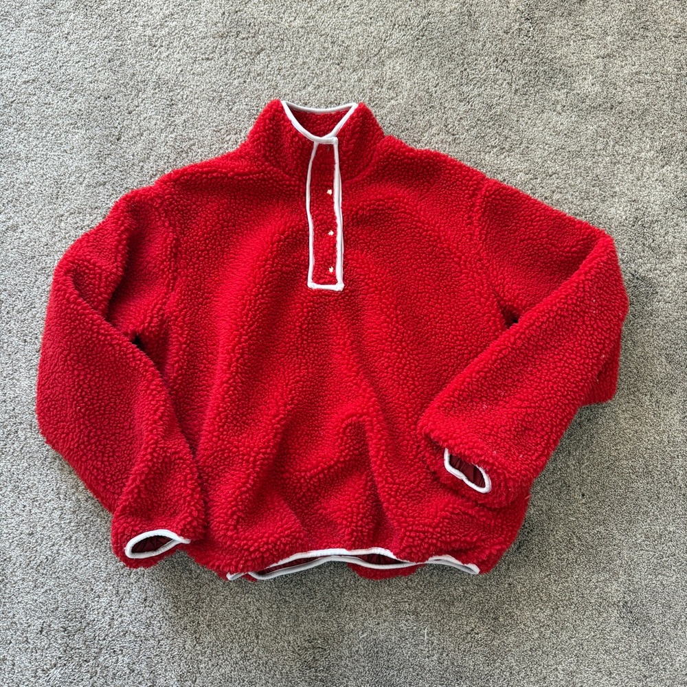 Parke Oversized Red Fleece Pullover Size S/M